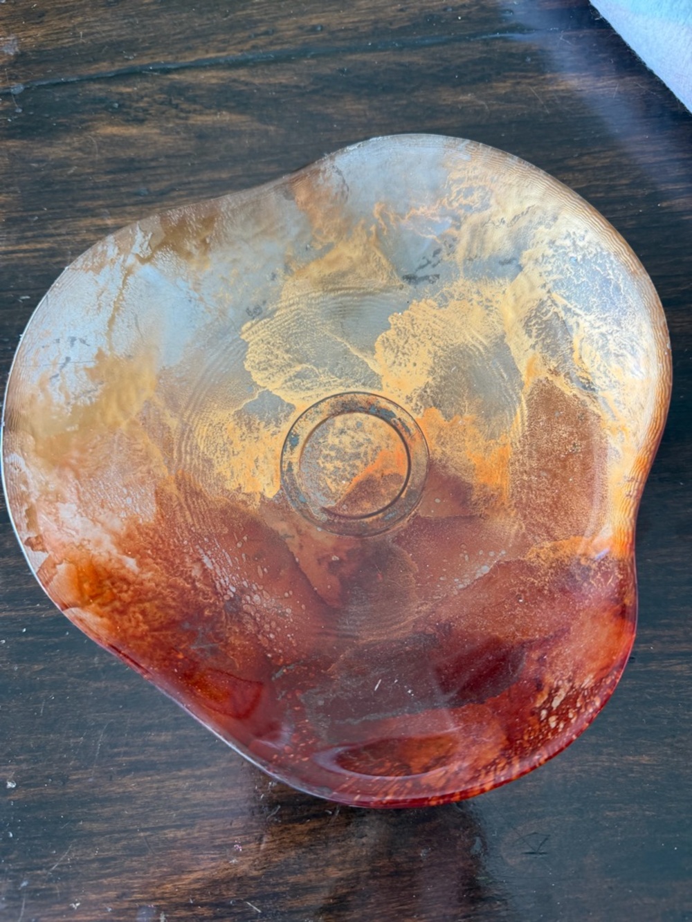 Handblown Glass Decorative Bowl - Amber Brown- Candy dish